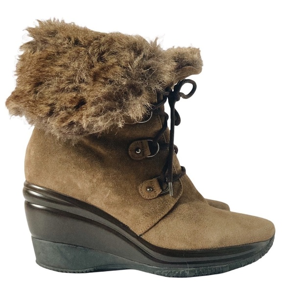 Aquatalia Faux Fur Wedge Boots - Picture 1 of 16
